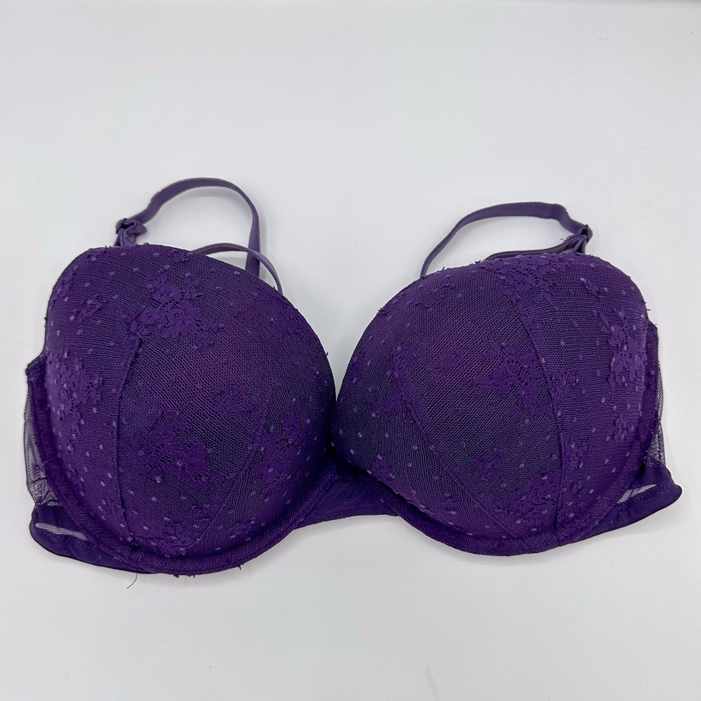 Victoria's Secret Purple Swiss Dot Lace Push-Up Bra